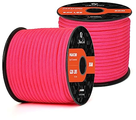 Abma Cord Paracord 620 lbs 4mm 9 Kern-Strängen 100% Nylon 30M - Rose red