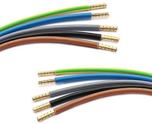 WITTKOWARE Elektro-Verdrahtungssatz 10mm² Zählerschrank | 3x 58cm (BN/SW/GR) + 2x 110cm (BL/GNGE) | Beidseitig 18mm gecrimpt | Flexible H07V-K Kupferleitung für Verteiler