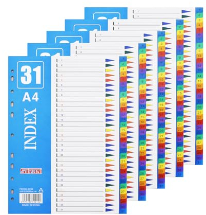 XHDA 10er 1-31 Trennblätter für Ordner A4, A4 Ordner-register Trennblätter 1-31 für die Ordner-Organisation im Büro