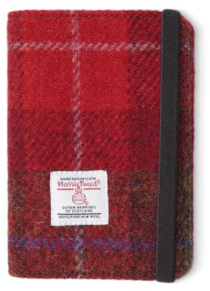 TAILORMAP Harris Tweed Reisepasshülle aus Leder, für Damen und Herren, Nr.912, Reisepasshülle aus Wolle und Leder