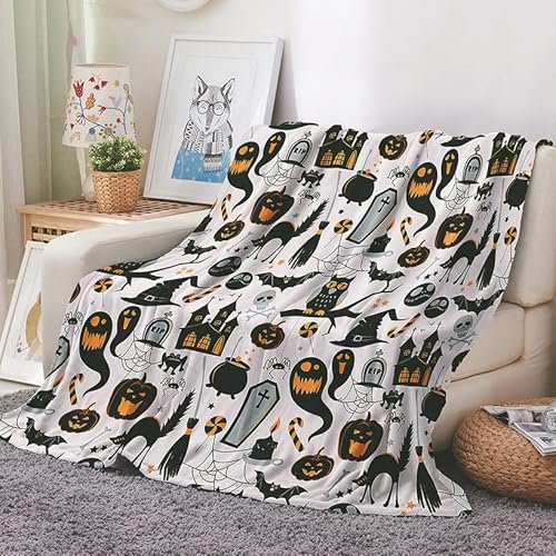 EHOMERY Mantas para Cama Algodon Cobija para Verano Manta Niña Cobija Caliente Víspera De Todos Los Santos Mantas De Siesta Mantas Decorativas Suaves Y Cómodas Color Naranja 130x100cm