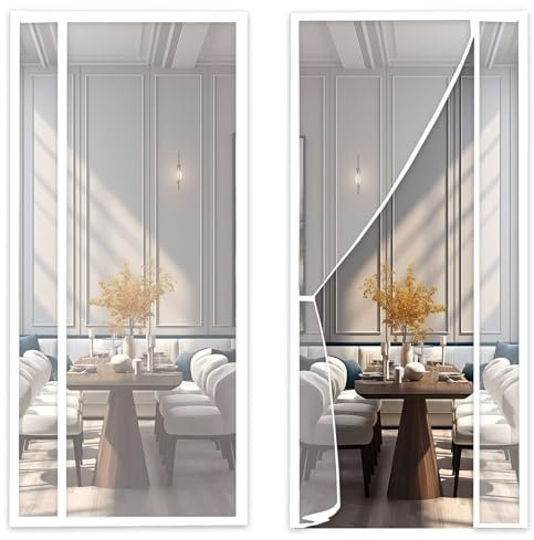 Moustiquaire Porte Magnétique sur Mesure de Rideau Antimoustique Laisse Passer l'Air Frais et Bloque la Fumée Kit d'installation Complet pour Portes Blanc 115x240cm