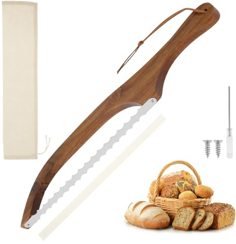 BUTORY Brotmesser Mit Wellenschliff Ultrascharfes Edelstahl BrotsäGe BröTchenmesser Mit Komfortablem Griff Aus Holz, BäCkermesser Ideal Zum MüHelosen Schneiden Von Dicken Broten Kuchen