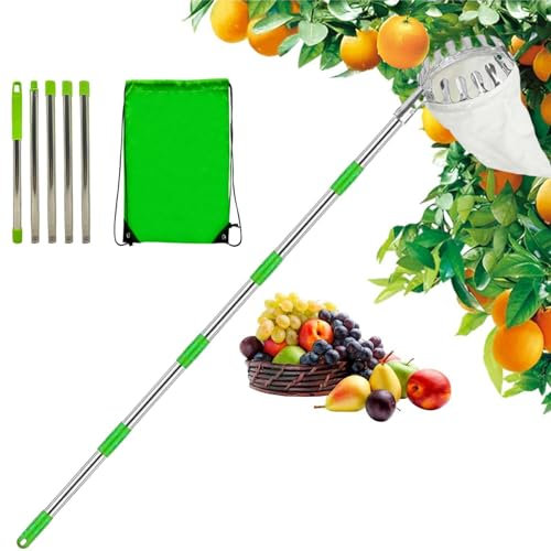 Utensile raccoglifrutta per raccogliere frutta, cesto raccogli frutta, telescopico allungabile con manico telescopico, raccoglitore di frutta, raccoglitore per alberi, raccogli frutta, raccogli mele
