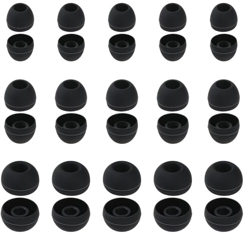 Lot de 30 embouts de rechange en silicone pour écouteurs intra-auriculaires (trou intérieur de 3,8 à 5,5 mm), 3 tailles, noir