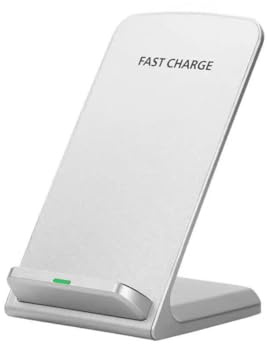 2025,15W, Fast Wireless Charger Stand [Qi Certified], Compatible with iPhone 16 to 11 Pro X XS Max XR Compatible with Samsung S24 to S10, Dock Station Phone Holder, Black/White (White)