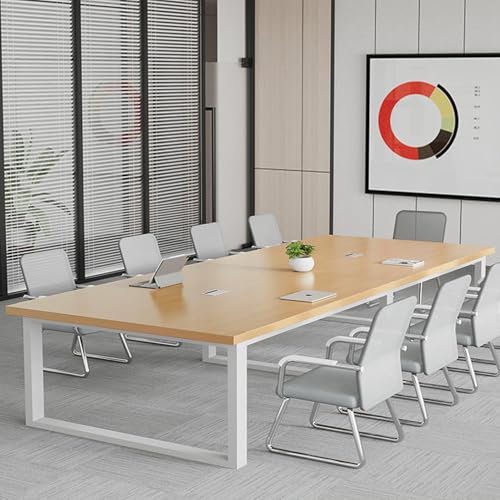 Konferenztisch, groß, rechteckig, für 10 Personen, Metallrahmen, 2,4 m