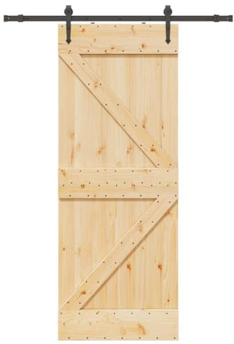 Porte coulissante et kit de quincaillerie 80x210 cm pin massif