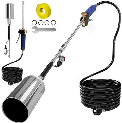 Propane Torch Weed Burner Kit,High Output,Heavy Duty Blow Torch Flamethrower with 10FT Hose for Weeding,Roof Asphalt,lce Snow,Road Marking,Charcoal