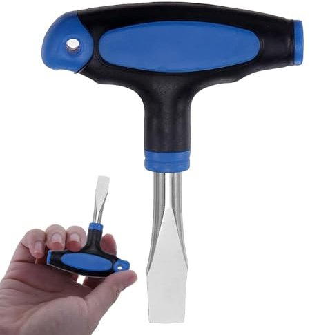T Handle 10.8mm Flat Head Screwdriver Ergonomic Handle Flat Head Blue Black T-Handle Screwdriver Easy to Use Flat Head Screwdrivers Plastic Non-Slip Handle Slotted Screwdriver for Film Sets
