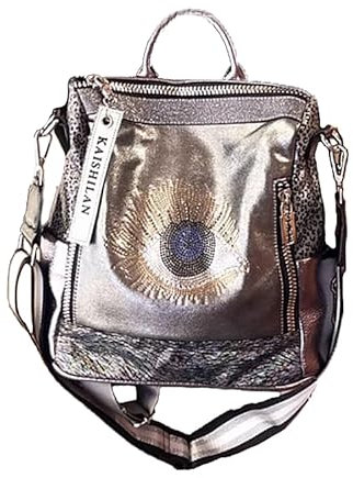 XINYASEE Umhängetasche, Damenrucksack, multifunktionaler Reiserucksack, UP-Material, wasserdicht und verschleißfest (Silber)