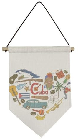 no/no Cuba Love Heart Landscap Bandiera Nazionale Tela Bandiera Appeso Wall Art Decor Banner