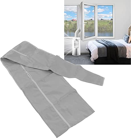 Culnflun Paño de sellado de ventana de aire acondicionado portátil, kit de deflector universal para marco de ventana de aire acondicionado, color gris plateado para mantener el aire caliente lejos