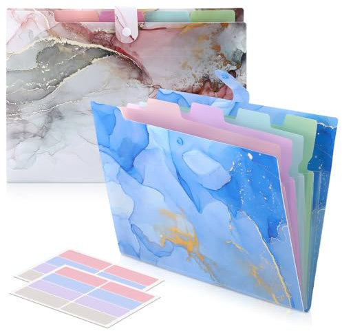 Vyuwast 2 Stück Dokumentenmappe a4 mit 5 Fächer, Fächermappe Mappe, Fächermappe Mit Etiketten, Akkordeon Aktenmappe Für Hause Büro Schule