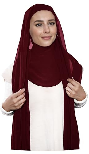 Lina & Lily Premium Chiffon Ninja Instant Hijab Kopftuch mit Jersey Unterkappe