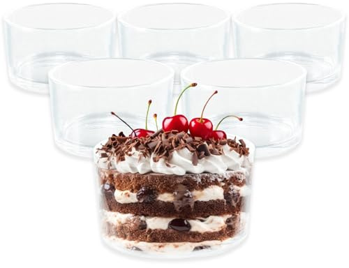 Yuedefly 6 Stück Glas-Dessertschalen 200ml für Tiramisu, Panna Cotta, Eiscreme, Pudding, Joghurt-Müsli & Schichtdesserts