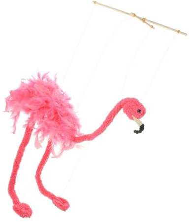 BRIGHTFUFU Flamingo Marionette Tierpuppe Flamingo Spielzeug Handspielzeug Plüschpuppe Schnur Marionette Marionettenspielzeug Tiermarionette