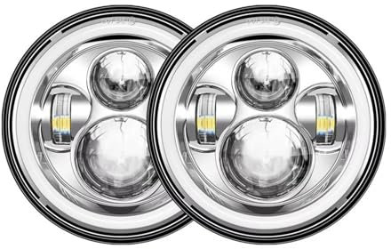 Jeu de phares Ensemble De Phares À LED DRL pour Mazda pour Miata Na pour MX-5 Première Génération RX-7 1985 MX5 Phare Avant(40w Halo Lamp Silver)