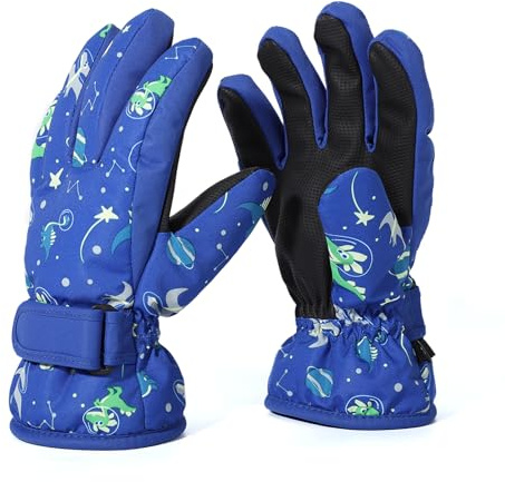 Ynport Crefreak Guantes de Nieve Impermeables para Niños al Aire Libre, Guantes de Esquí de Invierno con Forro Polar Cálido para Niños de 4 a 13 Años, a Prueba de Viento con Palma de PU