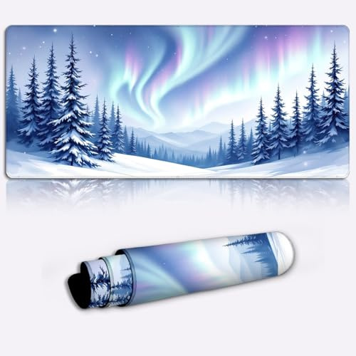 dancing northern lights Printed PC Laptop Computer Mouse Mat Pad Non-Slip Rubber Base Pad Office Home Novelty Printed Desk Accessory Large Laptop Desktop Printed Art Ergonomic 600 * 350 * 4mm