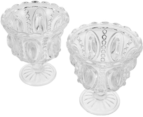 IMIKEYA 2 Pièces coupes de coupe parfaite tasses à pieds en verre sur pieds verre à crème glacée Transparent