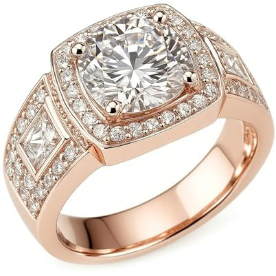 Ayoiow Vorsteckring Gold Ehering für Damen, Moissanit Halo Vorsteckring Rosegold 375, 9 Karat Roségold Größe 63 (20.1)
