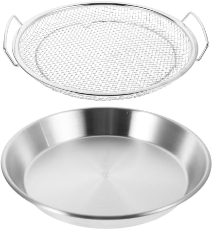 Kichvoe Stainless Steel Oil Draining Basket Set with Mesh Strainer and Frying Rack, 26cm Steel Handle Kitchen Fat Separator for Deep Fryer and Home Cooking