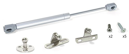 EMUCA - Pistón a Gas para Muebles, Amortiguador para Puerta elevable de Mueble, Fuerza 8kg y Carrera 80mm, Lote de 10 Kits Completo con accesorioss