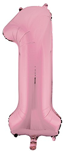 Unique Party 54453 - Palloncino Gigante - Numero 1 - 86cm - Rosa Pastello