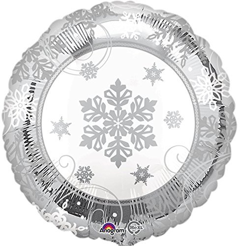 Amscan 3200001 - Standard Folienballon glitzernde Schneeflocke, Durchmesser 43 cm, Snowflake, Kristall, Weihnachten, let it snow, Heliumballon, Party, Dekoration