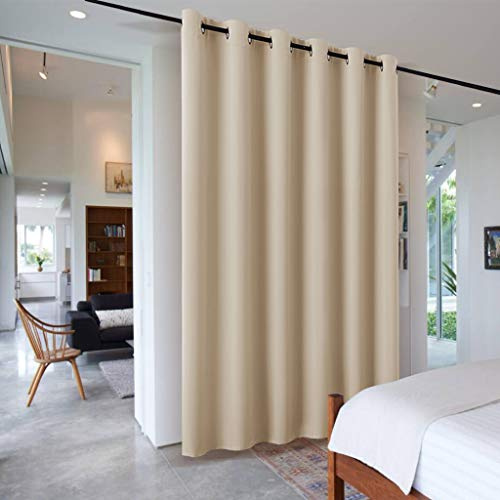 PONY DANCE Extra Vorhänge Gardine mit Ösen Thermogardine Hitzeschutz | 1er Set, H243 x B304 cm, Beige, Raumteiler Vorhang, für Schlafzimmer Wohnzimmer Kinderzimmer Büro Hotel Klinik Schrank