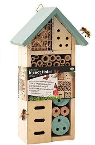 ADEPTNA Wooden Garden Insect Hotel for all Creatures Great and Small - Nest Home for Bees Beetles Ants Ladybirds and all Sorts of Insects (SMALL INSECT HOTEL)