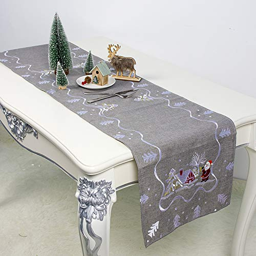 HALOVIE Tischläufer Weihnachten Dekoration Tischwäsche Moderne Polyesterfaser mit funkelnden Matten Tischtuch Ornament Waschbar für Dekorationen, Partys, Hochzeiten, Küche