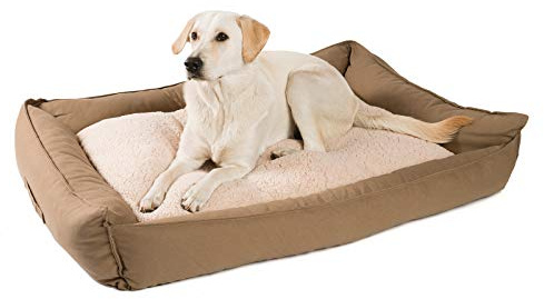 JAMAXX orthopädisches Hundebett - Memory Schaumstoff, Waschbar Wendekissen - Hundekissen mit Lammfell - Hundekorb Hundekörbchen Abnehmbarem Bezug Reissverschluss, PDB2008 (L) 120x90 Coffee-braun