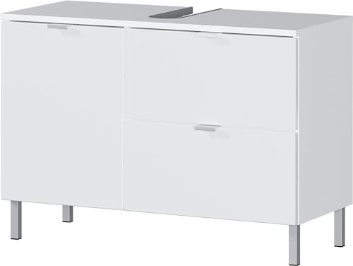 Germania WB-Unterschrank 8530-84 GW-MAURESA, in weiß, Froten in Hochglanz, EIN Schubkasten, Oberboden mit Aussparung für Siphon, 80x56x34 cm (BxHxT)