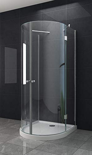 U Form Duschkabine Dusche BEN 100 x 100 x 200cm / 6 mm/mit Duschtasse und Siphon
