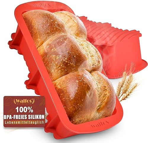 Walfos® Silikon Backform, 2er Set Brotbackform, Antihaft Silikon Kuchenform, Kuchen, Brownies, Hackbraten, BPA Free & Spülmaschinenfest 23x9.5x6.5 CM