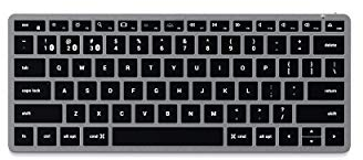 SATECHI Teclado Inalámbrico Slim X1, Distribución QWERTY US Teclado Bluetooth Retroiluminado y Recargable USB C para MacBook Air & Pro, Portatil, PC, iPad y más – Gris Espacial