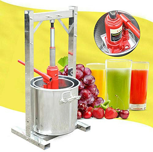 12L Obstpresse, Edelstahl Weinpresse Saftpresse Fruchtpresse Mit Hydraulic Jack Beerenmühle Fruchtpresse für Küche Gemüse Obst Gerät