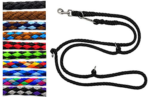 Hundeleine große Hunde bis 80 Kg Doppelleine Jumbo 2,40m / 2,80m / 3,50m / 5m verstellbar Übungsleine/Führleine in 17 verschiedenen Fabren sehr stabil (2,80m 4fach verstellbar, Schwarz)