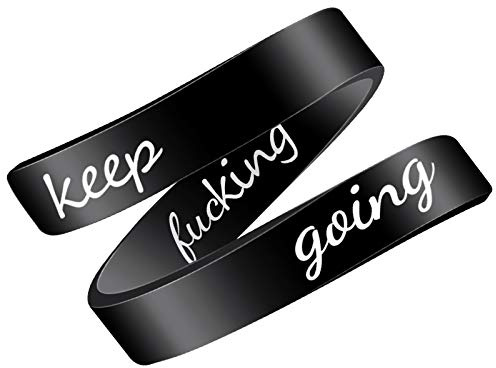 Inspirerande Ringar,LucBuy Mode Smycken Graverade Motiverande Mantra Ringar i Rostfritt Stål,Storlek Justerbar Ringar Personlighet Uppmuntran Födelsedag Julgradsgåvor för Män Tonårspojkar Flickor