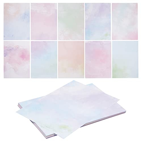 100 Blatt DIN A4 Aquarell-Briefpapier mit 10 Motiven, beidseitig bedruckt, Druckerpapier