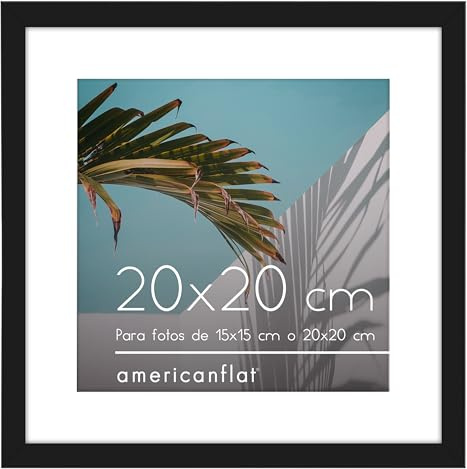 Americanflat 8x8 Photo Frame in Black - Use as Thin Border 6x6 Photo Frame with Mount or 8x8 Frame Without Mount - Picture Frame with Shatter-Resistant Glass and Easel for Wall and Tabletop Display