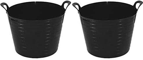 TENLITE 2x 20L Flexi Bucket (Black) for home,gardening, laundry storage/Indoor and Outdoor