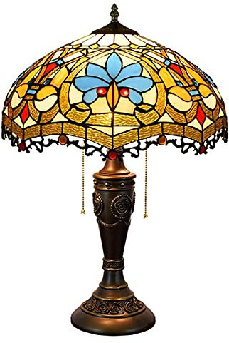 GAUUA 40Cm Tiffany Desk Lamp Baroque Style Stained Glass Handmade for Living Room Bedroom Bedside Table Light
