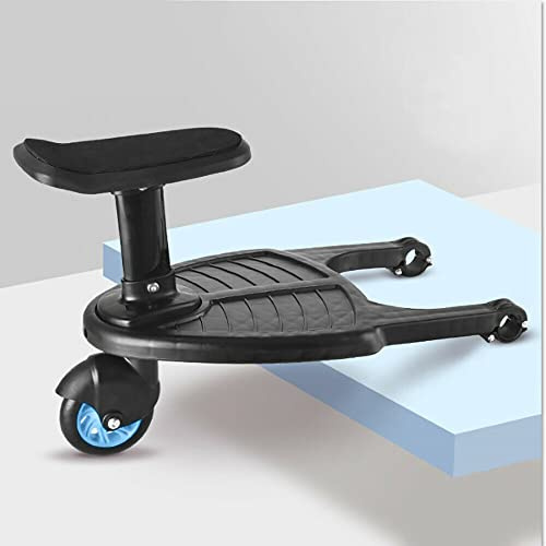 Buggy Board with Seat, SOZA Stroller Auxiliary Pedal Portable Kiddy Boards Standing Board, Second Children Standing Pedal with Sitting Seat Stroller Accessory (Blue), 13.65''*10.14''
