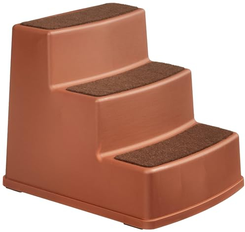 Amazon Basics Escalera antideslizante para perros y gatos, 3 escalones, color marrón chocolate 47,2 cm x 40,4 cm x 39 cm