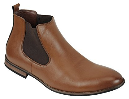 Xposed New Mens Leather Italia Style Vintage Chelsea Boots Casual Dealer Shoes UK Size