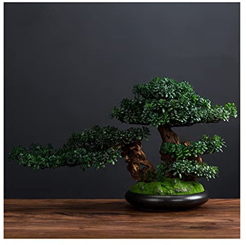 Künstliches Bonsai Künstliche Baum Simulation Welcome Kiefer Bonsai Desktop Ornamente Wohnzimmer Eingang Tee Zimmer Dekoration Büro Grün Pflanzen Gefälschte Topfpflanzen für den Innenministerium.