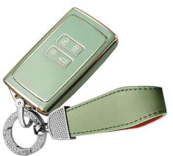 ontto Autoschlüssel Hülle Cover Passt für Renault Dacia Duster 2 Arkana Megane Espace Scenic Laguna koleos Clio Master Bus Zoe Schlüsselanhänger TPU Schlüsselbox Schlüsselhülle Schlüsseletui-Grün R